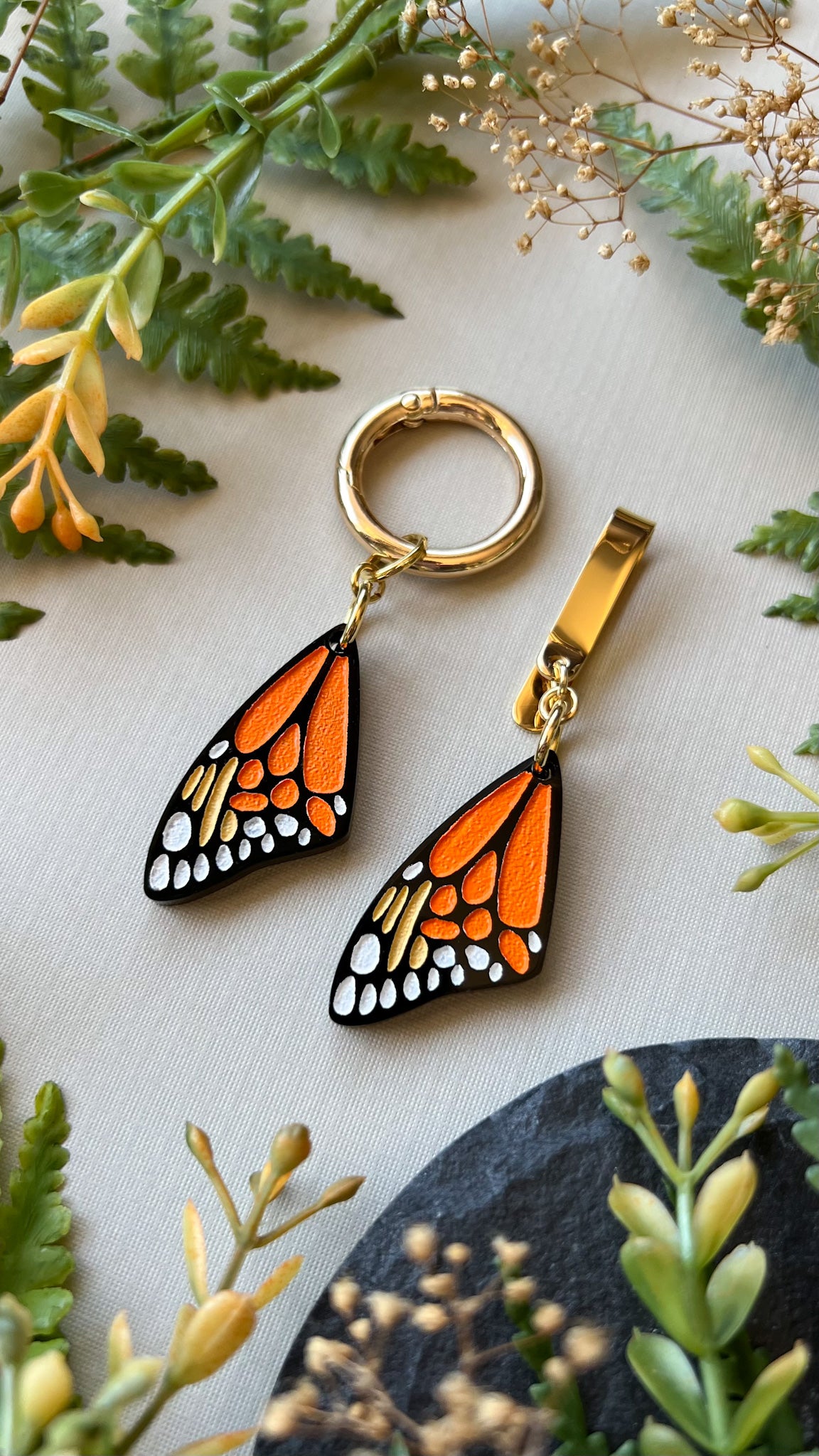 Orange Monarch Butterfly Wing Shoe Accessory