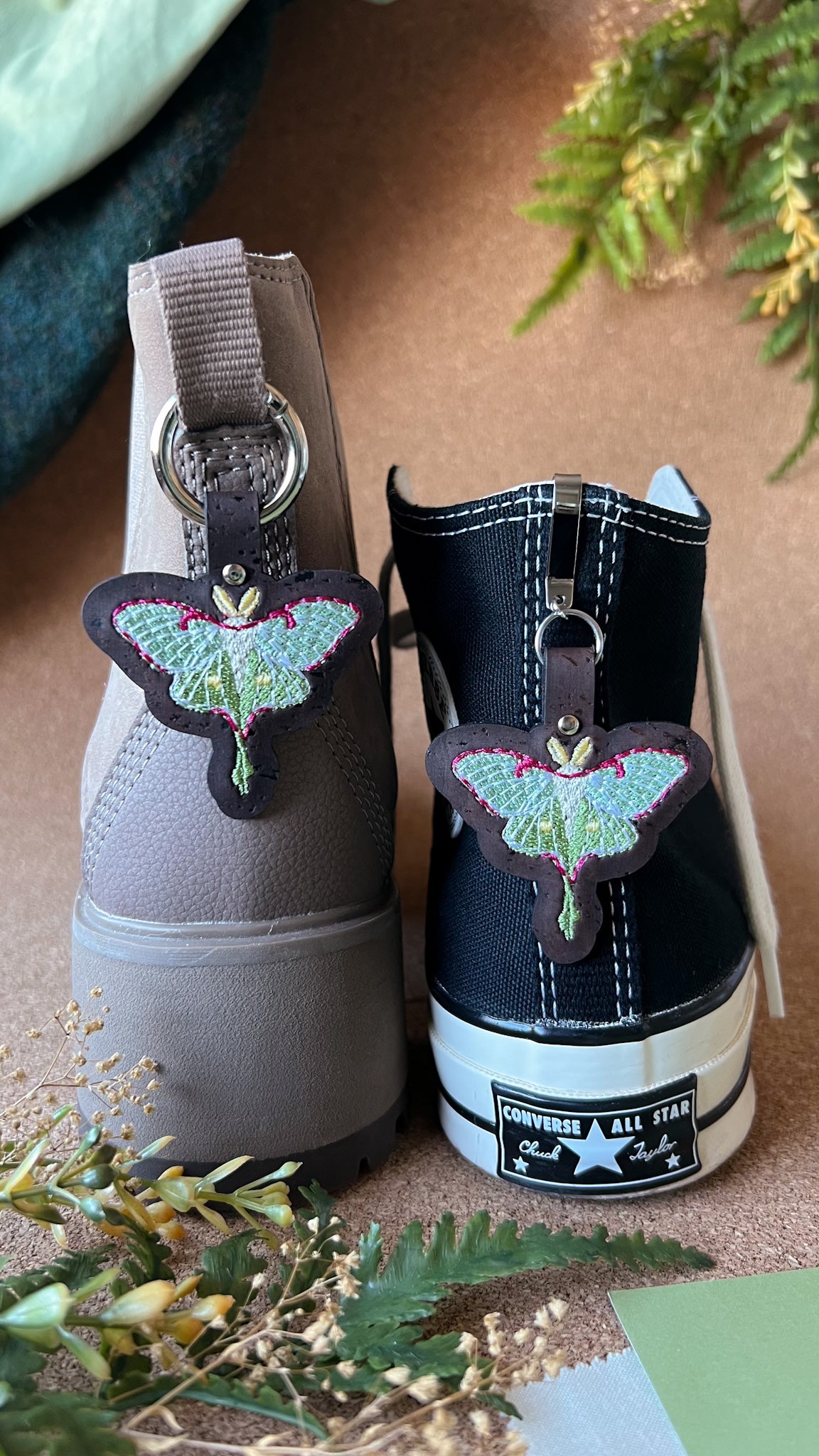 Luna Moth Cork Shoe Accessory