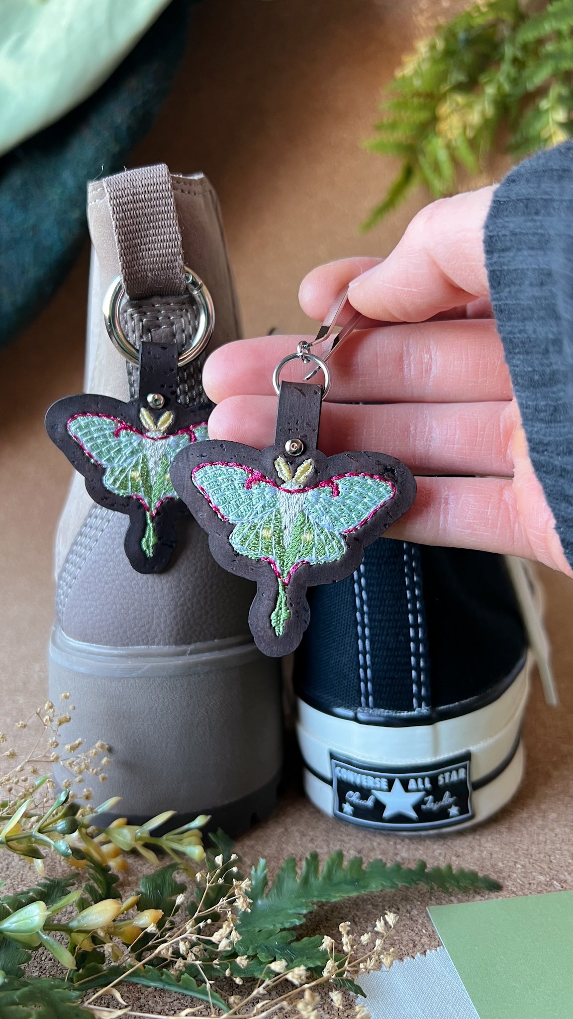 Luna Moth Cork Shoe Accessory