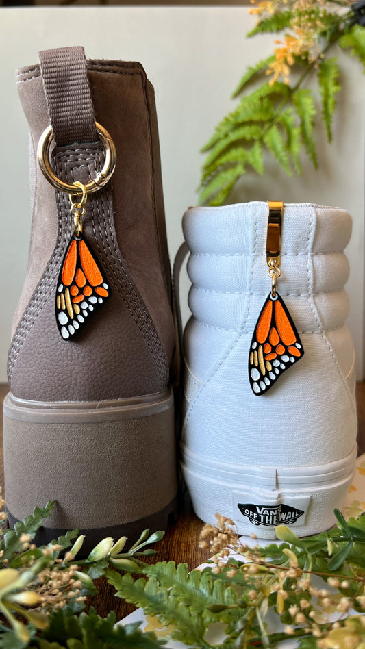 Orange Monarch Butterfly Wing Shoe Accessory