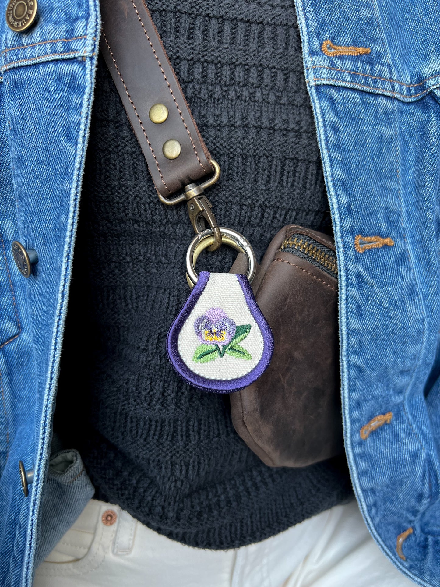 Purple Pansy Accessory | Patch Keychain, Bag Decoration, Boot Charm