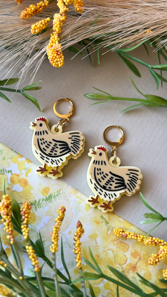 Yellow Hen Earrings